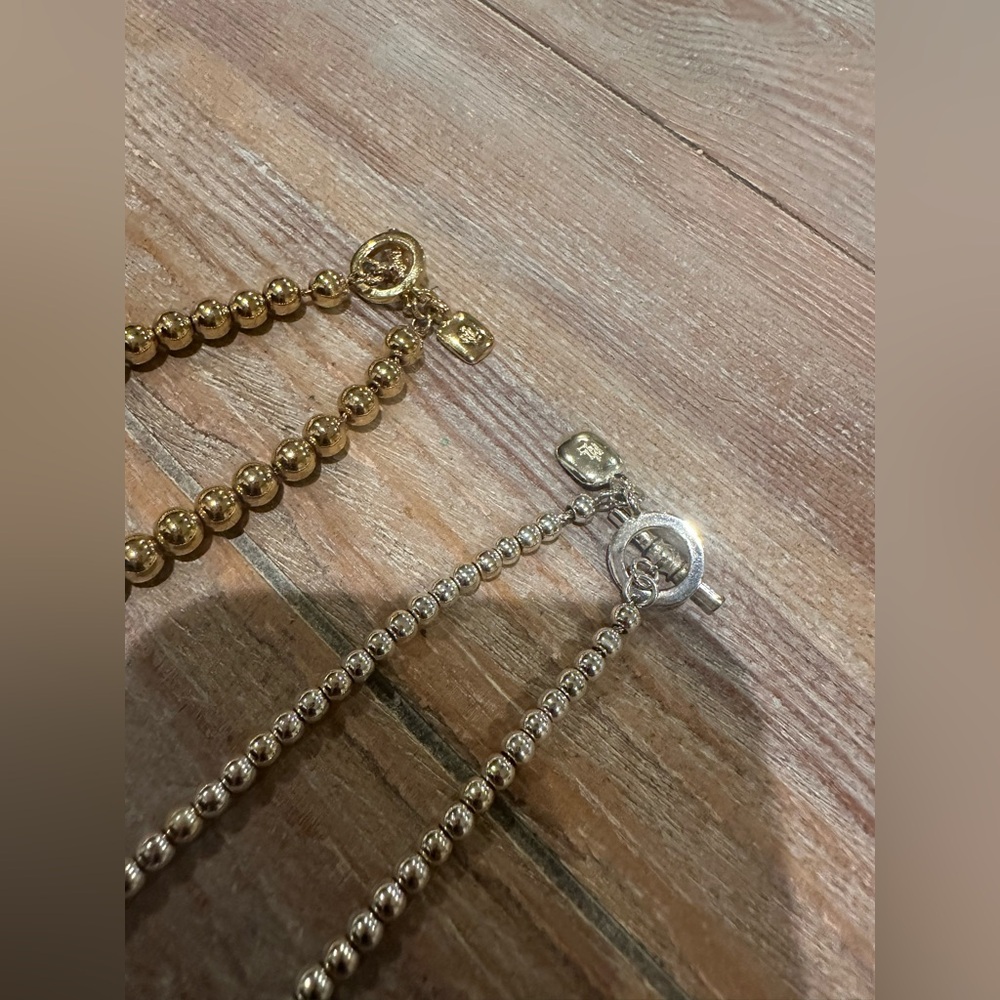 Ralph Lauren Elegant Gold and Silver Beaded Necklace Set - Picture 3 of 4